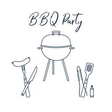 Vector illustration with grill and barbecue tools. Stock Illustration