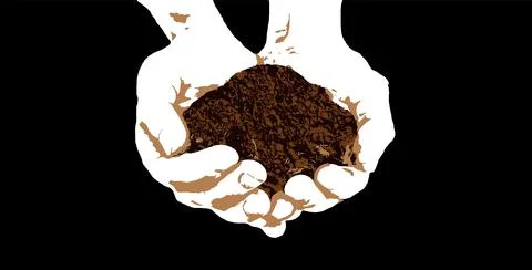Vector illustration of ground in hands. World soil day Stock Illustration