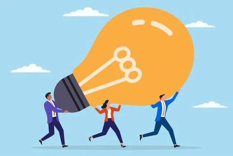 Vector illustration of a group of business professionals carrying a bulb Stock-Illustration