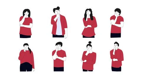 Vector illustration of a group of confused people Stock Illustration
