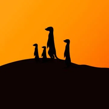 Vector illustration of a group of meerkats Stock Illustration