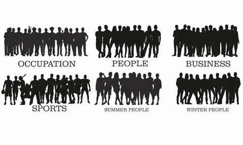 	vector illustration group of multi ethnic diverse people silhouette ,business , Stock Illustration