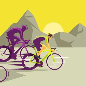 Vector illustration of a group of racing cyclists at professional competition Stock Illustration
