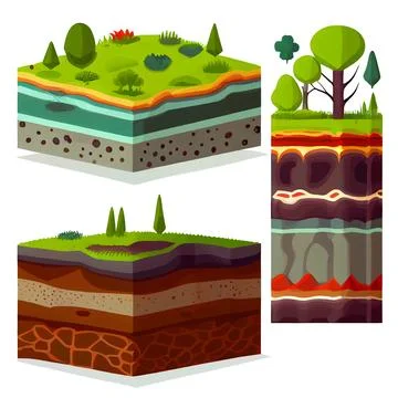 Vector illustration of group underground layer of earth Stock Illustration