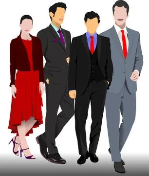 Vector illustration of group young men and woman Stock Illustration