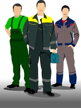 Vector illustration of group young workers Stock Illustration