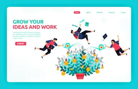 Vector illustration of growing ideas with teamwork and collaboration. Metapho Illustrazione stock