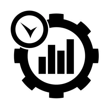 Vector illustration, growth graph icon and gears. Stock Illustration