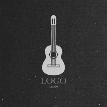 Vector illustration with the guitar on cardboard texture. music logo design Illustrazione stock