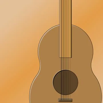 Vector illustration of a guitar deck with part of fingerboard and strings clo 库存插图