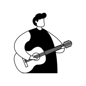 Vector illustration of a guitarist. Creative profession. Line art Stock Illustration