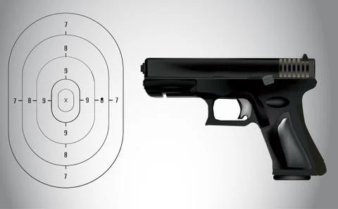 A vector illustration for a gun and a target Stock Illustration