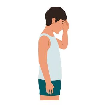 Vector illustration of a guy experiencing stress, isolated on a white backgro Illustrazione stock
