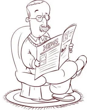 Vector illustration of a The guy reading newspaper Illustrazione stock