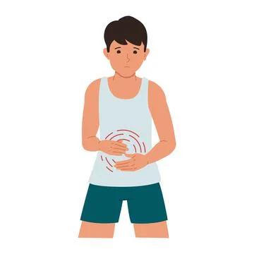 Vector illustration of a guy suffering from abdominal pain Stock Illustration