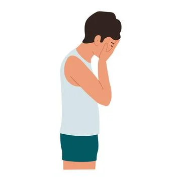  Vector illustration of a guy suffering from depression, The concept of a ... Stock Photos
