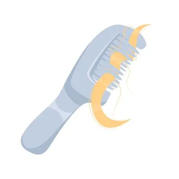 Vector illustration of hairless problem . Bunch of hair on the comb in flat Stock Illustration