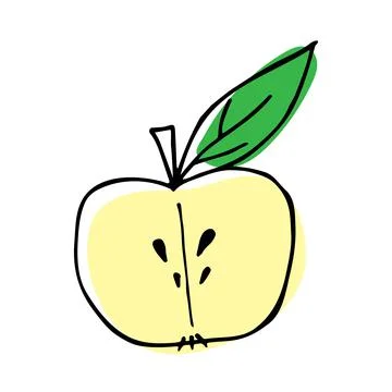Vector illustration of half apple in doodle style Stock Illustration