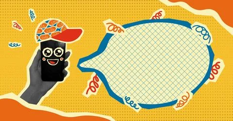 Vector illustration with halftone elements for decoration of advertising or.. Illustrazione stock