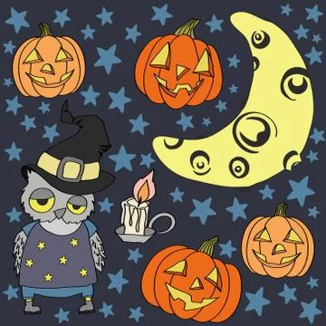 Vector illustration of Halloween set Stock Illustration