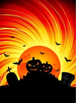 Vector illustration on a Halloween theme with pumpkins Stock Illustration