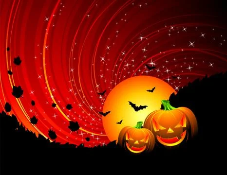 Vector illustration on a Halloween theme with pumpkins Stock Illustration