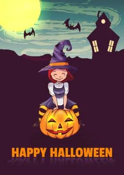Vector Illustration of a Halloween Witch Stock Illustration