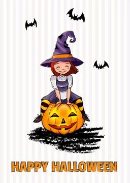 Vector Illustration of a Halloween Witch Stock Illustration