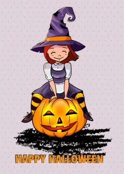 Vector Illustration of a Halloween Witch Stock Illustration