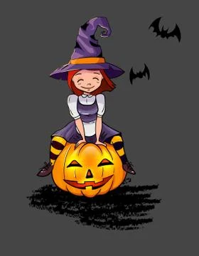 Vector Illustration of a Halloween Witch Stock Illustration