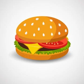 This is a vector illustration of Hamburger isolated on white background.Vecto Stock Illustration