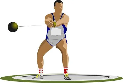Vector illustration of a hammer thrower isolated on white background Stock Illustration