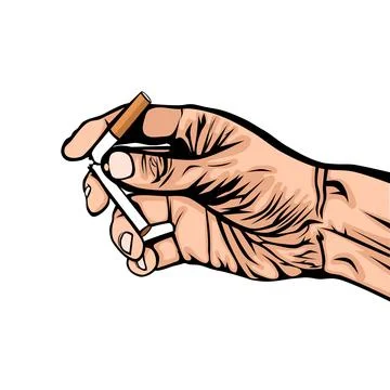 Vector illustration of a hand breaking a cigarette Stock Illustration