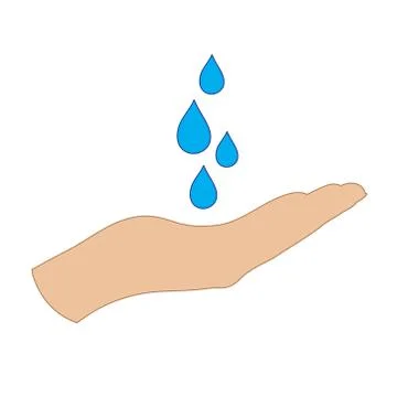 Vector illustration of a hand in a defensive gesture protecting a water. Symb Ilustración de archivo