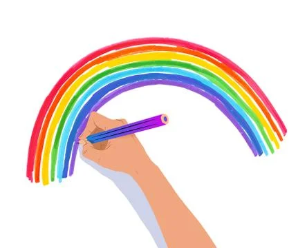 Vector illustration of hand drawing rainbow arc Stock Illustration
