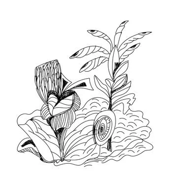 Vector illustration with hand drawn abstract nature drawing Stock Illustration