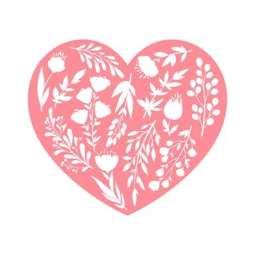 Vector illustration with hand drawn abstract flowers and plants composition.. Stock Illustration