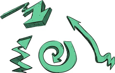 Vector illustration of a Hand Drawn Arrow Sketches Stock Illustration