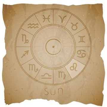 Vector illustration with Hand drawn astrological planet symbol SUN Stock Illustration
