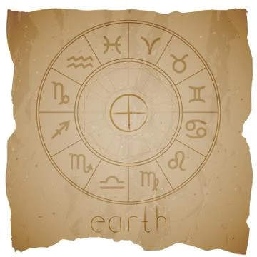 Vector illustration with Hand drawn astrological planet symbol EARTH Stock Illustration