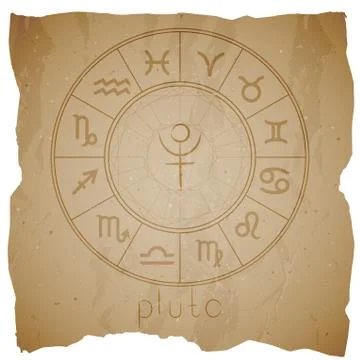 Vector illustration with Hand drawn astrological planet symbol PLUTO Stock Illustration