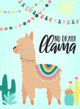 Vector illustration of a hand-drawn beige alpaca in national South American c Stock Illustration