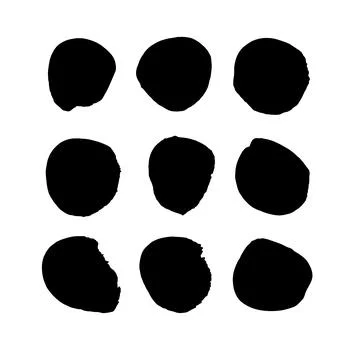 Vector illustration: hand drawn black paint strokes and circles on white Stock Illustration
