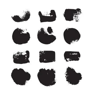 Vector illustration: hand drawn black paint strokes, circles and rectangles on Stock-Illustration