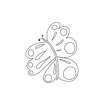 Vector illustration of hand drawn black and white butterfly. Stock Illustration