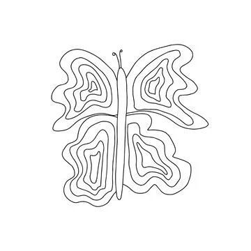 Vector illustration of hand drawn black and white butterfly. Stock Illustration