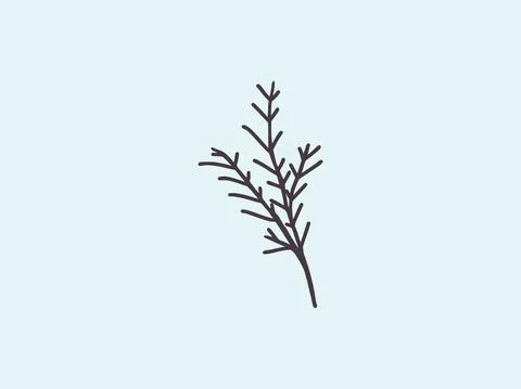 Vector illustration of a hand drawn branch isolated on a blue background Stock Illustration