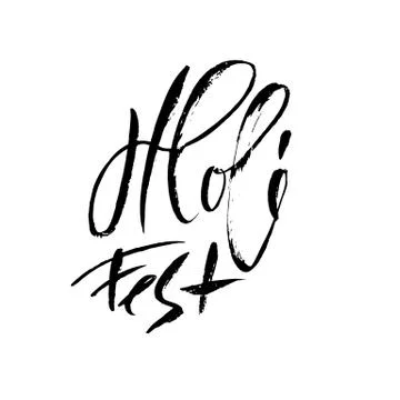 Vector illustration. Hand drawn brush lettering of Holi Fest. Grunge ink Stock Illustration