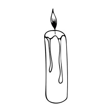 Vector illustration hand-drawn candle with burning plaen Stock Illustration