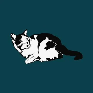 Vector illustration of hand drawn cartoon cat. Stock Illustration